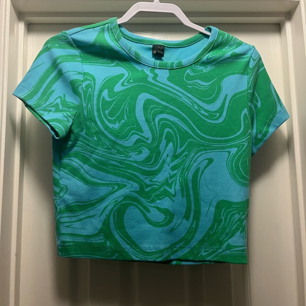 Blue and green crop top